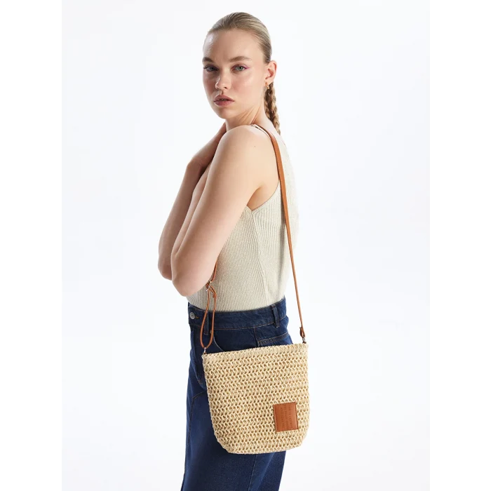 LCW ACCESSORIES KAHVERENGİ Kadın Hasır Omuz Çantası