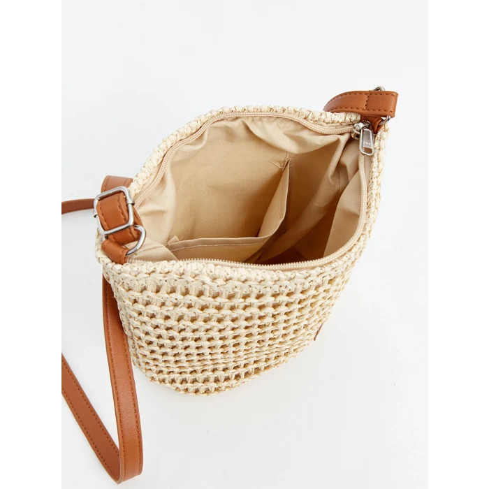 LCW ACCESSORIES KAHVERENGİ Kadın Hasır Omuz Çantası