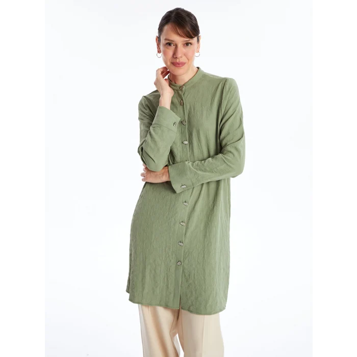LCW Grace YEŞİL Kadın Düz Gömlek Tunik
