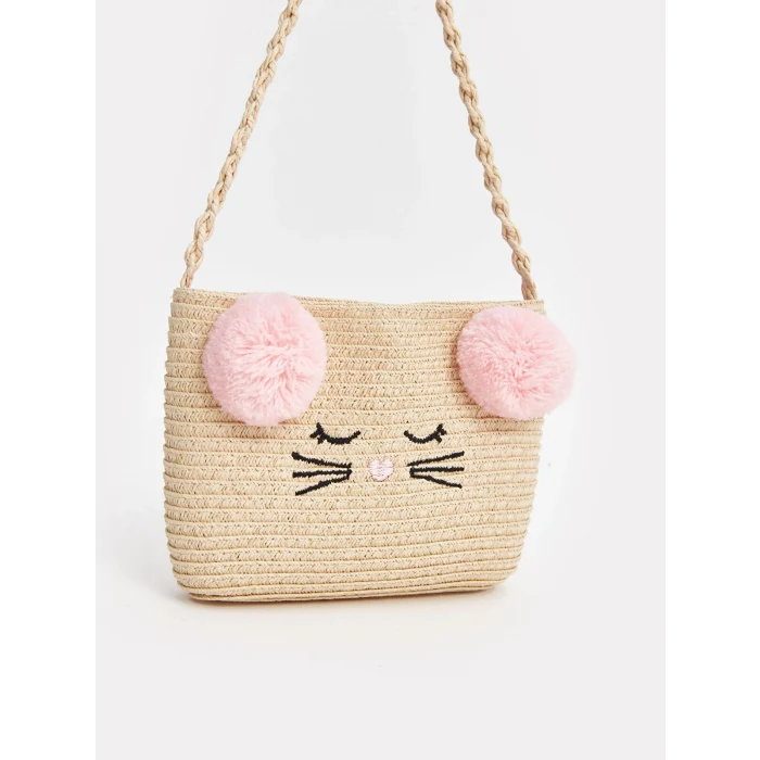 LCW ACCESSORIES BEJ Ponponlu Kız Çocuk Hasır Kol Çantası