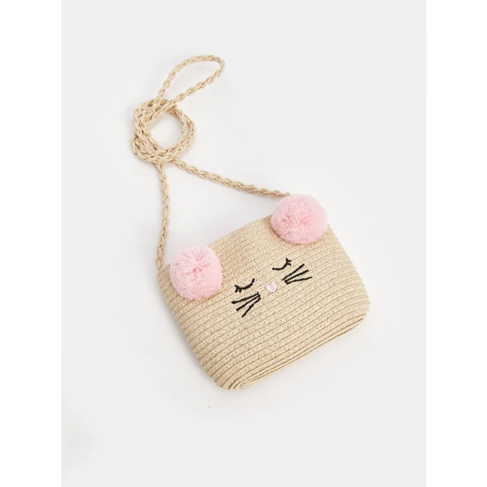 LCW ACCESSORIES BEJ Ponponlu Kız Çocuk Hasır Kol Çantası