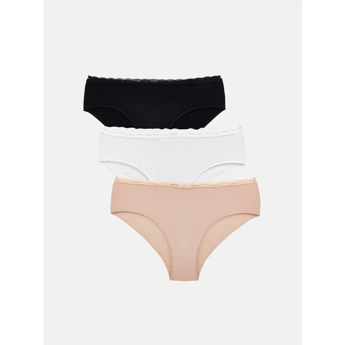LCW DREAM PEMBE Dantel Detaylı Hipster Külot 3lü Paket