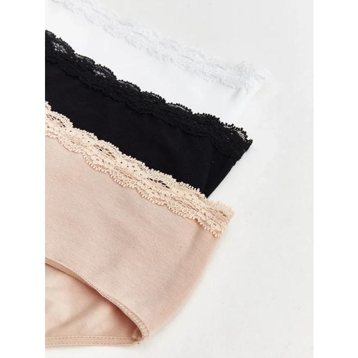 LCW DREAM PEMBE Dantel Detaylı Hipster Külot 3lü Paket