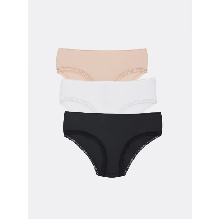 LCW DREAM SİYAH Dantel Detaylı Bikini Külot 3lü Paket