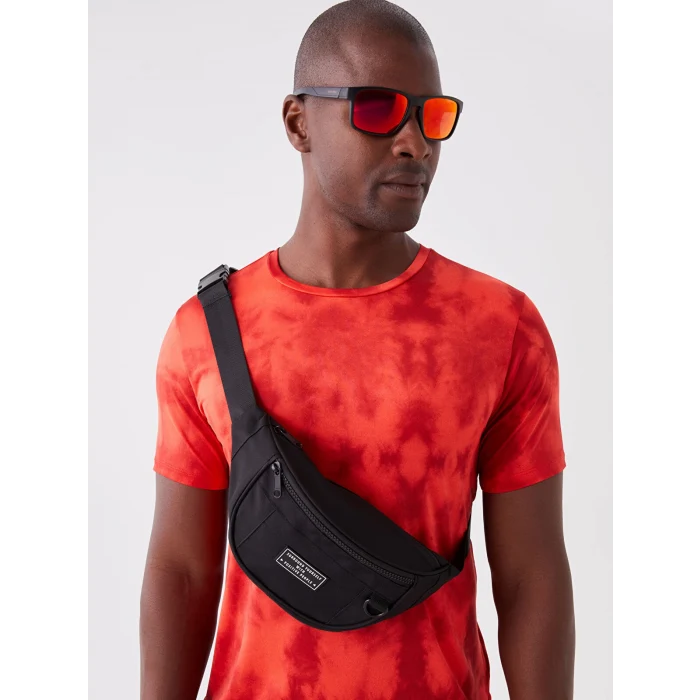 XSIDE SİYAH Etiket Detaylı Erkek Bel Çantası