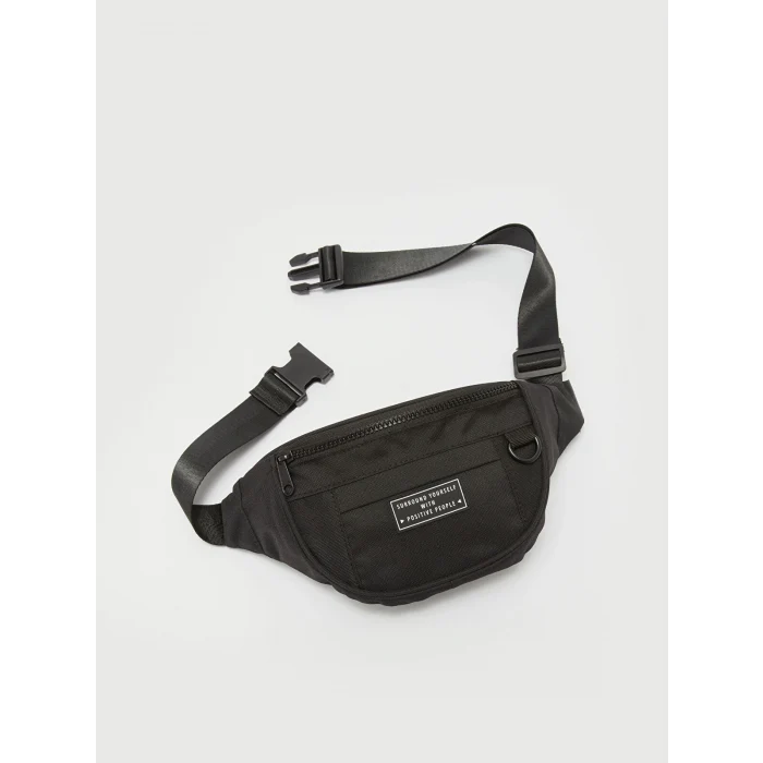XSIDE SİYAH Etiket Detaylı Erkek Bel Çantası
