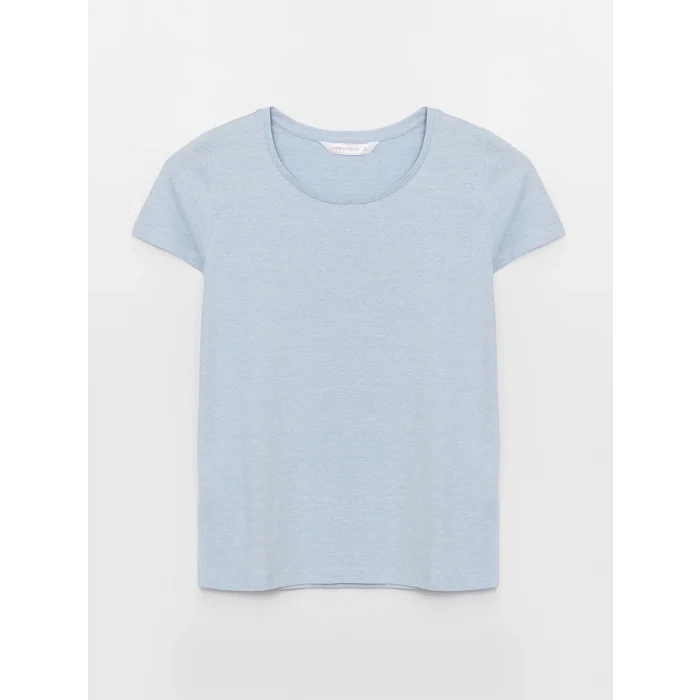 LCW DREAM MAVİ Bisiklet Yaka Desenli Uzun Kollu Kadın Pijama Takımı