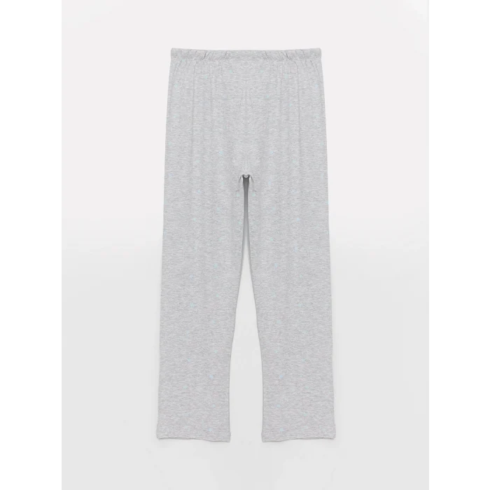 LCW DREAM MAVİ Bisiklet Yaka Desenli Uzun Kollu Kadın Pijama Takımı