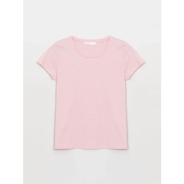 LCW DREAM PEMBE Bisiklet Yaka Desenli Uzun Kollu Kadın Pijama Takımı