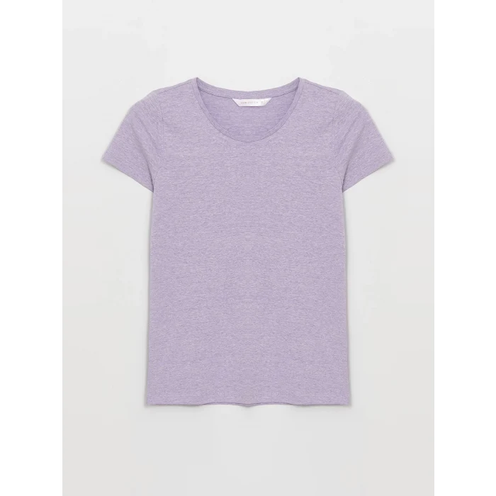 LCW DREAM LİLA Bisiklet Yaka Desenli Kısa Kollu Kadın Pijama Takımı