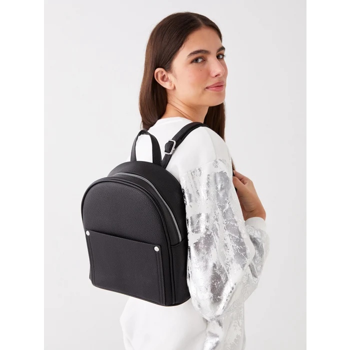 LCW ACCESSORIES SİYAH Deri Görünümlü Kadın Sırt Çantası