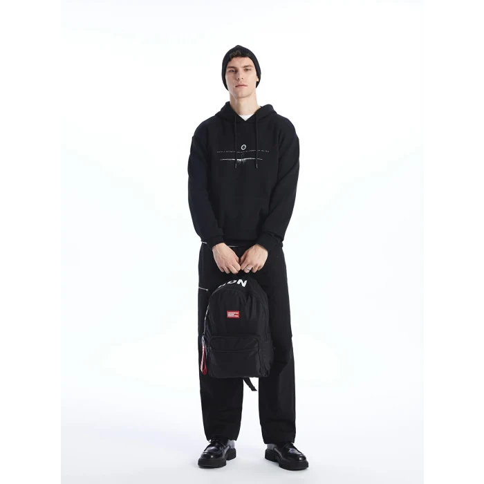 LCW ACCESSORIES SİYAH Yazı Baskılı Erkek Sırt Çantası