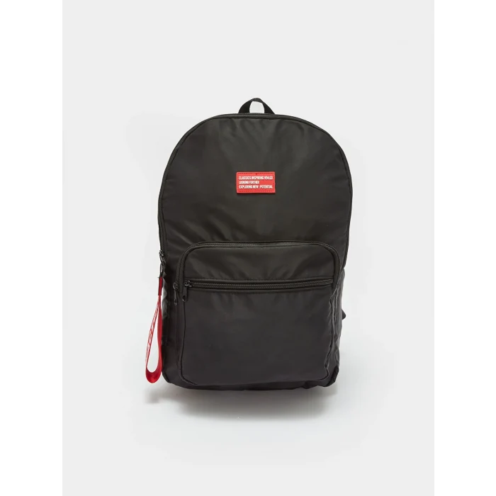 LCW ACCESSORIES SİYAH Yazı Baskılı Erkek Sırt Çantası