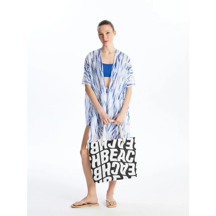 LCW ACCESSORIES SİYAH Yazı Baskılı Kadın Plaj Çantası