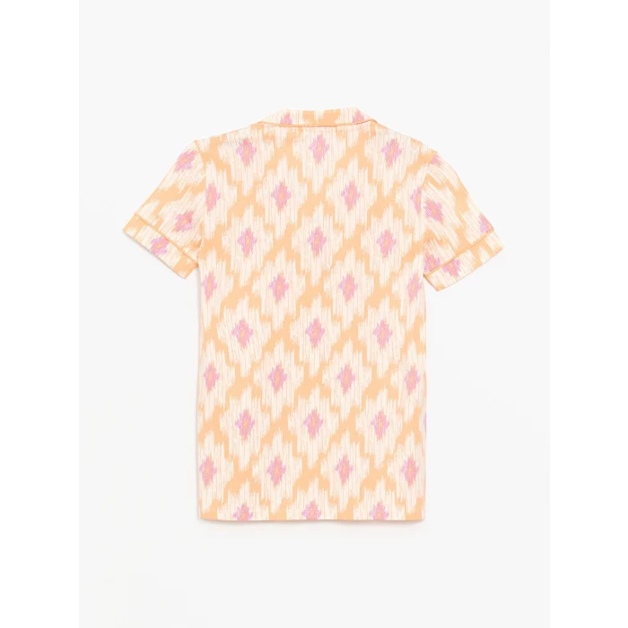 LCW DREAM MERCAN Gömlek Yaka Desenli Kısa Kollu Kadın Pijama Takımı