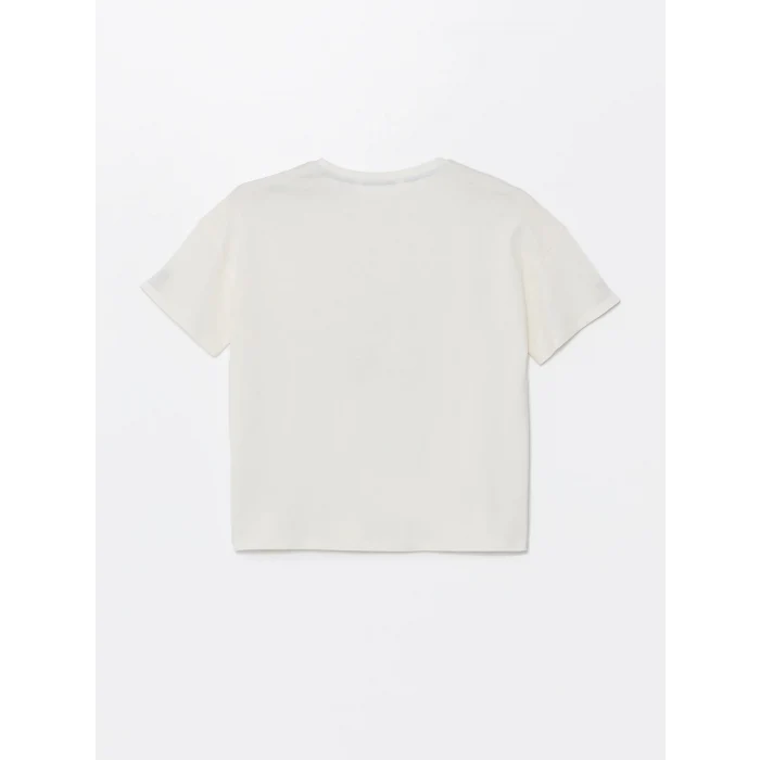 LCW DREAM MAVİ Bisiklet Yaka Baskılı Kısa Kollu Kadın Pijama Takımı