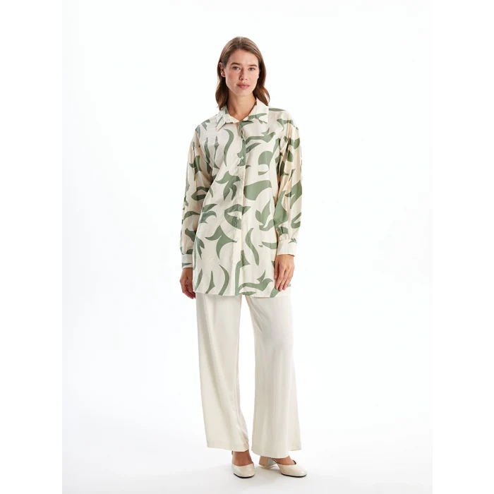 LCW Modest EKRU Desenli Kadın Gömlek Tunik