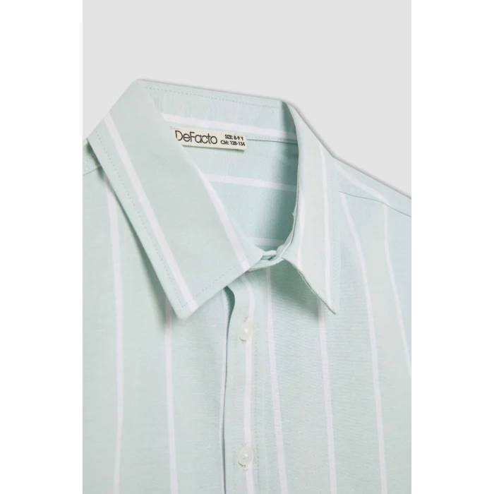 Defacto B7127 Yeşil Erkek Çocuk Polo Yaka Oxford Uzun Kollu Gömlek