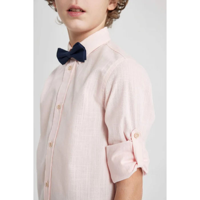 Defacto Z5453 Pembe Erkek Çocuk 23 Nisan Çocuk Bayramı Polo Yaka 2li Uzun Kollu Gömlek