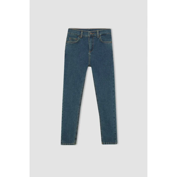 Defacto B5564 Yeşil Erkek Çocuk Slim Fit Düz Paça Jean Basic Pantolon