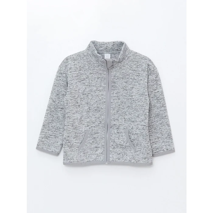 LCW baby GRİ Dik Yaka Erkek Bebek Hırka ve Pantolon 2li Takım