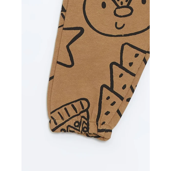 LCW baby BEJ Bisiklet Yaka Baskılı Erkek Bebek Sweatshirt ve Eşofman Alt 2li Takım