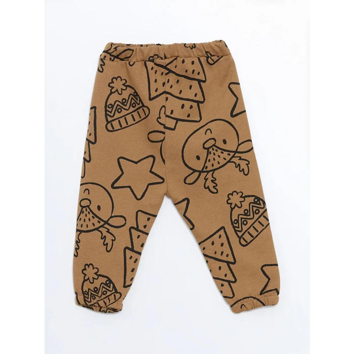 LCW baby BEJ Bisiklet Yaka Baskılı Erkek Bebek Sweatshirt ve Eşofman Alt 2li Takım