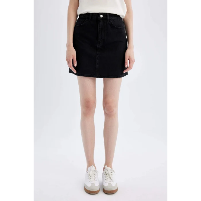 Defacto B9866 Siyah Regular Fit Jean Mini Etek