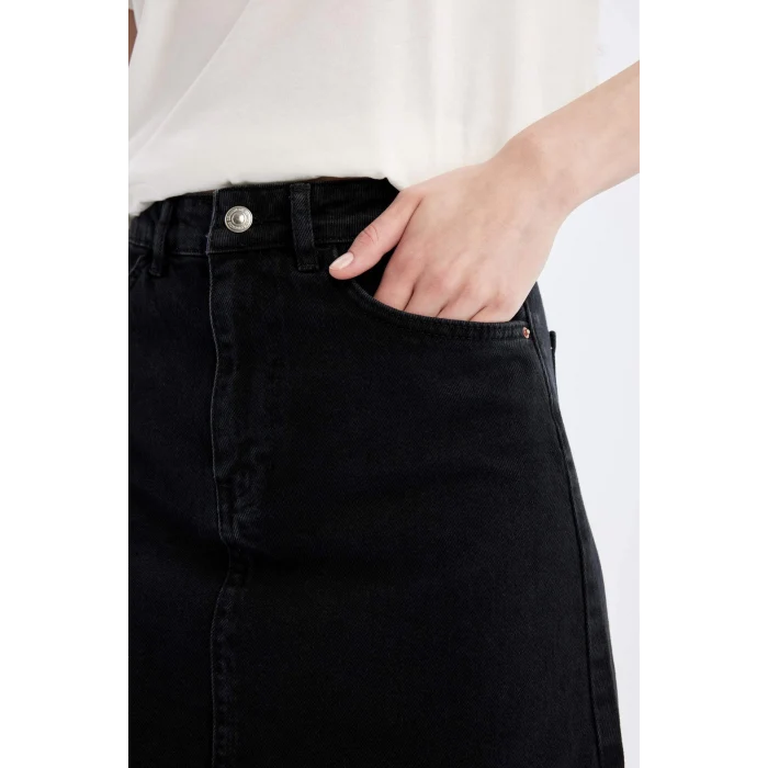 Defacto B9866 Siyah Regular Fit Jean Mini Etek