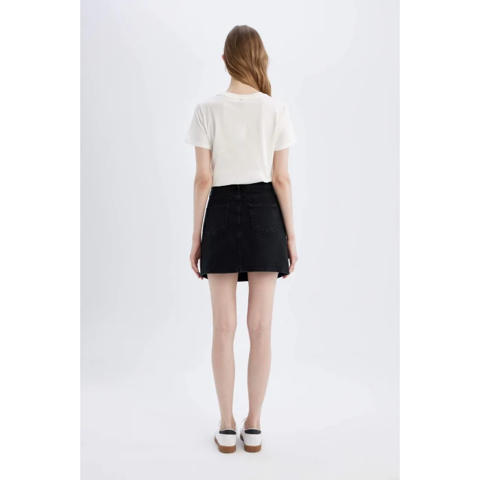 Defacto B9866 Siyah Regular Fit Jean Mini Etek