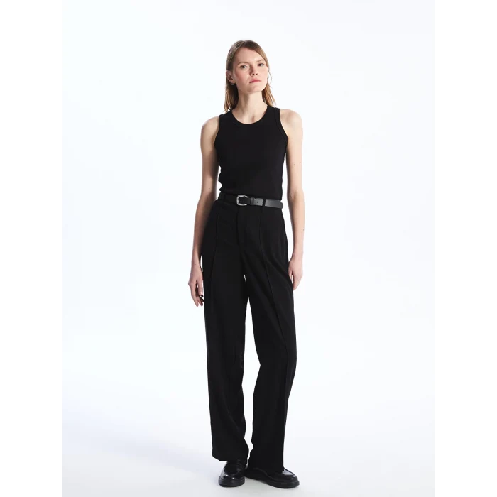 LCW Vision SİYAH Standart Fit Düz Geniş Paça Kadın Pantolon