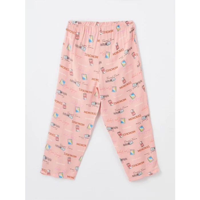 LCW DREAM PEMBE Gömlek Yaka Desenli Kısa Kollu Kadın Kaprili Pijama Takımı