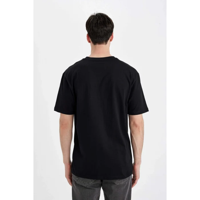 Defacto C5824 Siyah Regular Fit Bisiklet Yaka Atatürk Baskılı Kısa Kollu Tişört