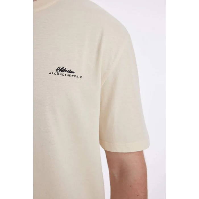 Defacto C6241 Bej Regular Fit Bisiklet Yaka Sırt Baskılı Kısa Kollu Tişört