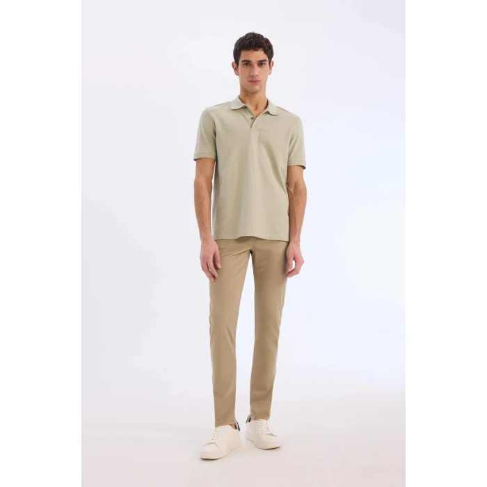Defacto C1293 Haki New Regular Fit Kısa Kollu Basic Düz Polo Tişört