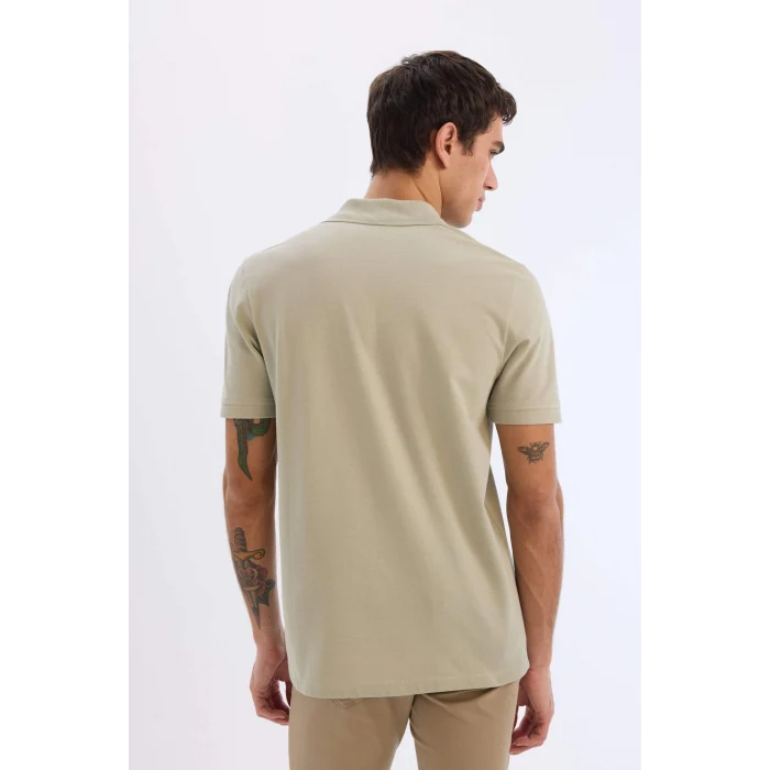 Defacto C1293 Haki New Regular Fit Kısa Kollu Basic Düz Polo Tişört