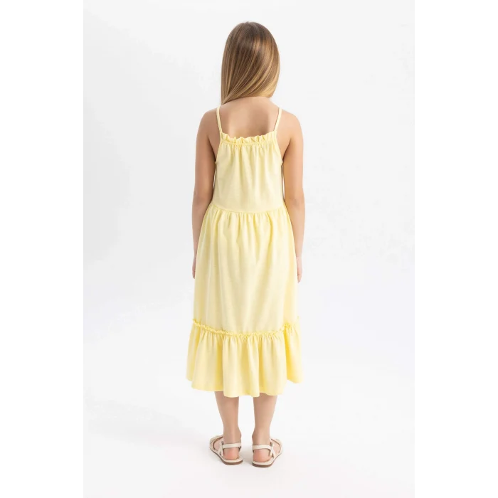 Defacto B4466 Sarı Kız Çocuk Askılı Elbise