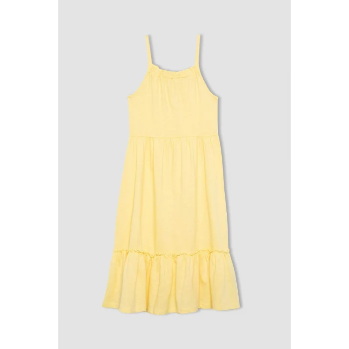 Defacto B4466 Sarı Kız Çocuk Askılı Elbise