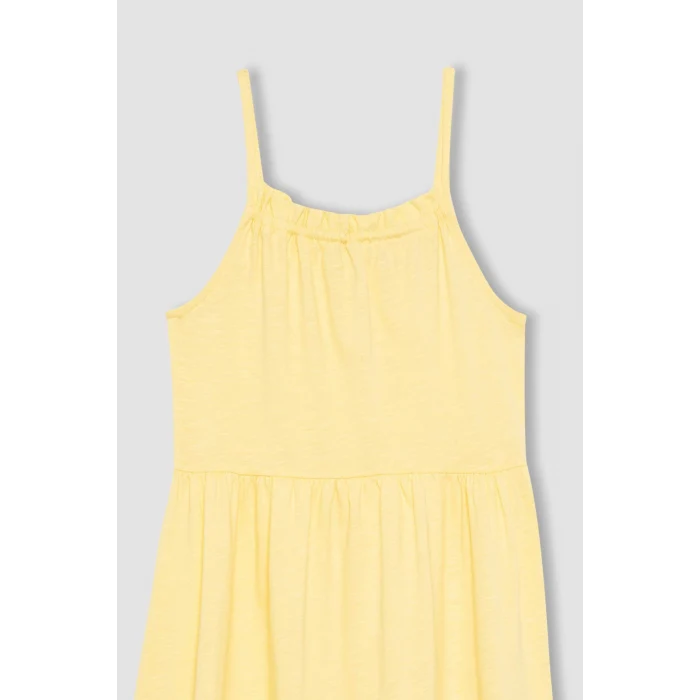 Defacto B4466 Sarı Kız Çocuk Askılı Elbise