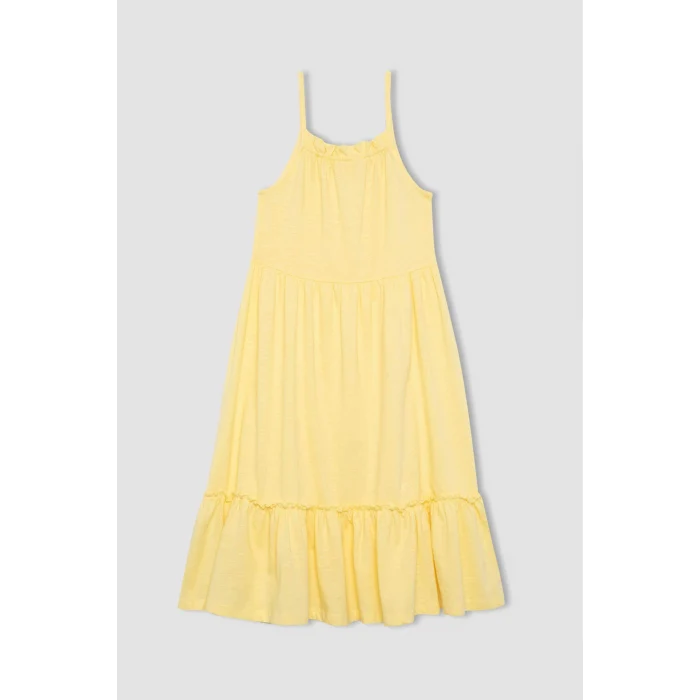 Defacto B4466 Sarı Kız Çocuk Askılı Elbise