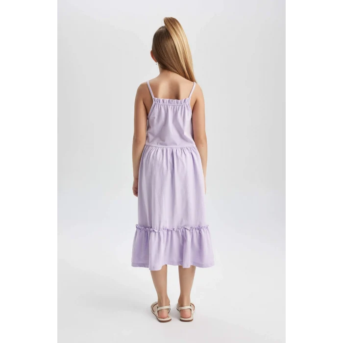 Defacto B4466 Mor Kız Çocuk Askılı Elbise