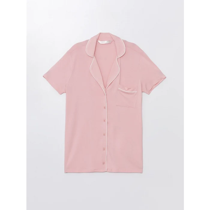 LCW DREAM PEMBE Gömlek Yaka Düz Kısa Kollu Kadın Pijama Takımı
