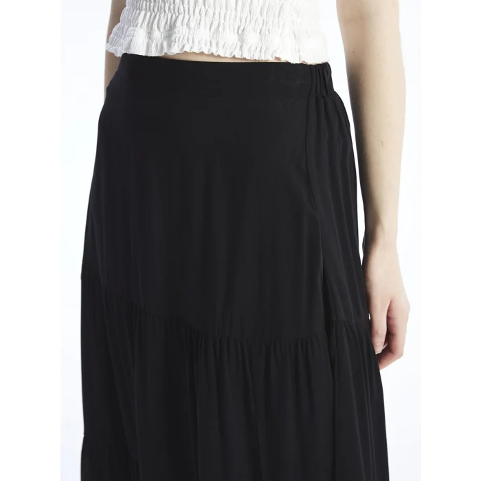 XSIDE SİYAH Kadın Beli Lastikli Düz Etek