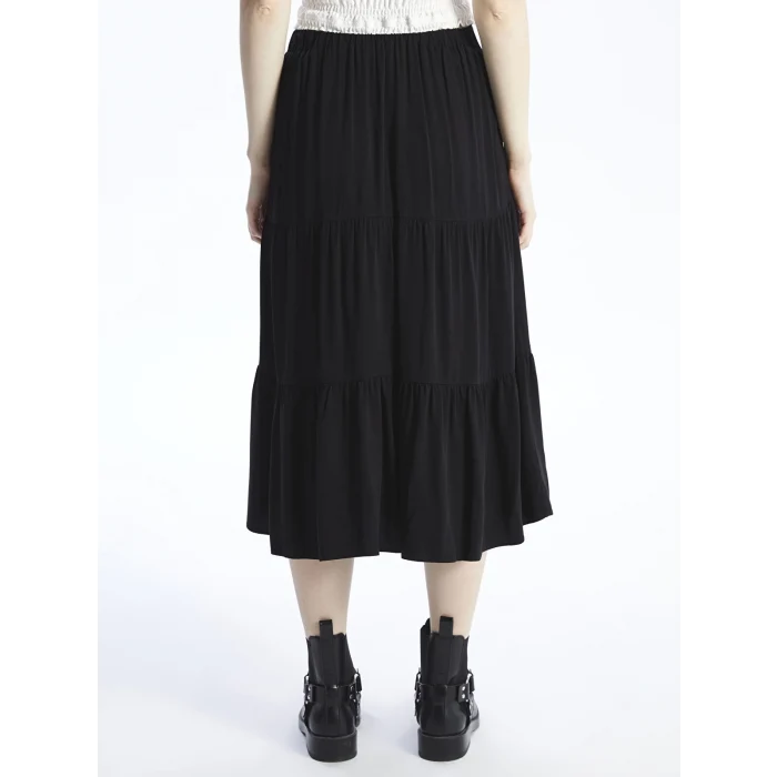 XSIDE SİYAH Kadın Beli Lastikli Düz Etek