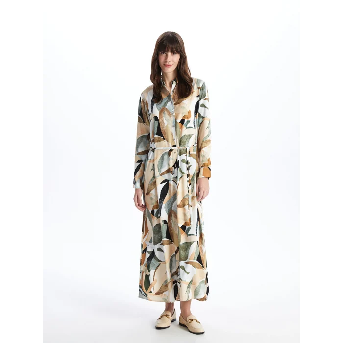 LCWAIKIKI Classic KARIŞIK Desenli Uzun Kollu Kadın Gömlek Elbise