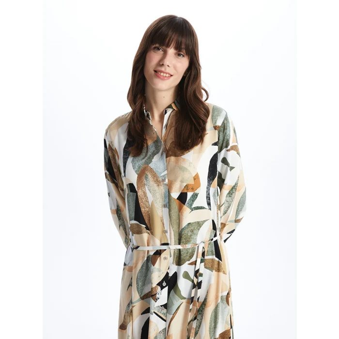 LCWAIKIKI Classic KARIŞIK Desenli Uzun Kollu Kadın Gömlek Elbise
