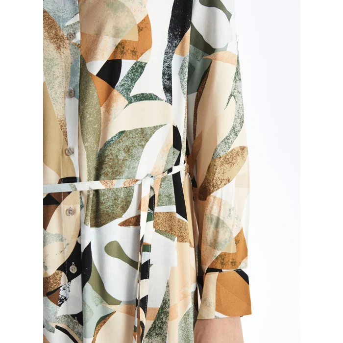 LCWAIKIKI Classic KARIŞIK Desenli Uzun Kollu Kadın Gömlek Elbise