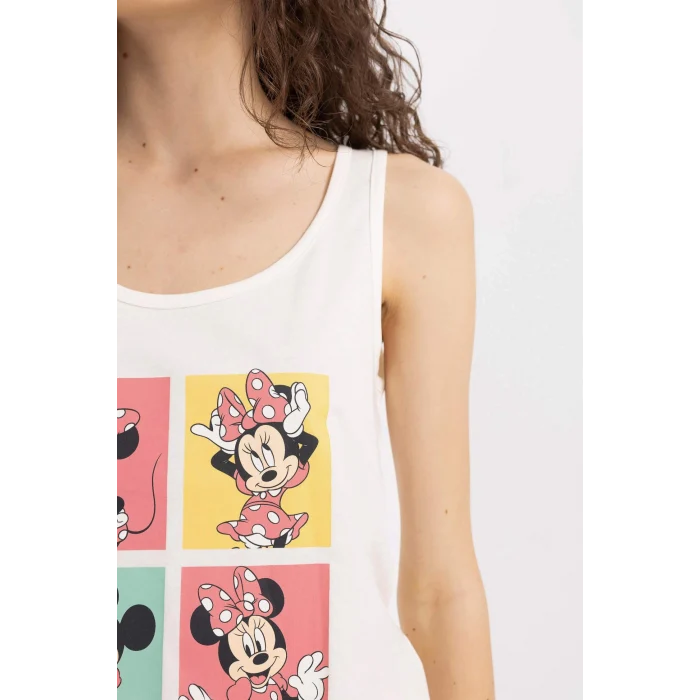 Defacto B8740 Kırmızı Fall in Love Pijama Takım Disney Mickey & Minnie Atlet Şort Beli Lastikli Alt