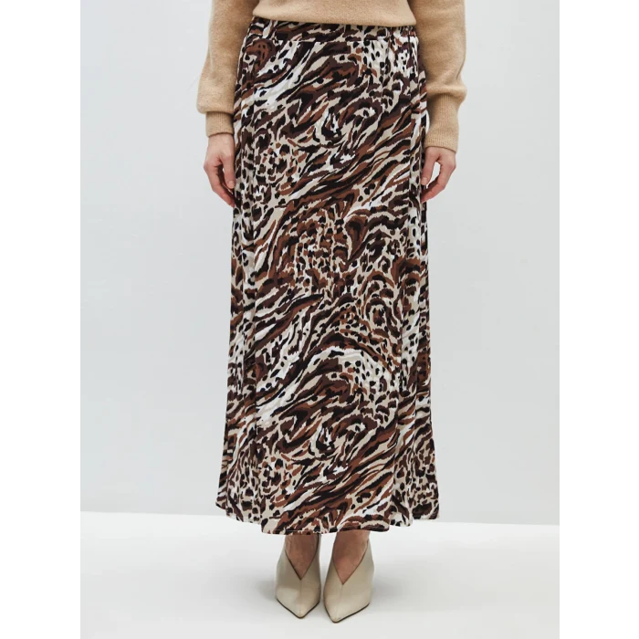LCW Grace KAHVERENGİ Beli Lastikli Rahat Kalıp Desenli Kadın Etek