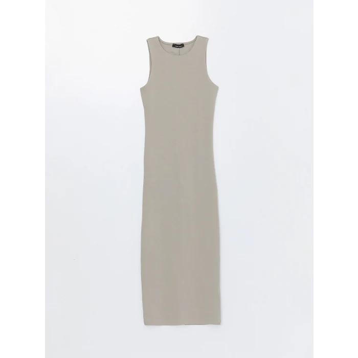 LCW Vision GRİ Kadın Bisiklet Yaka Düz Elbise